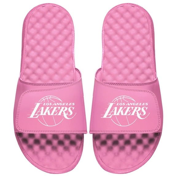 Youth ISlide Pink Los Angeles Lakers Primary Logo Slide Sandals