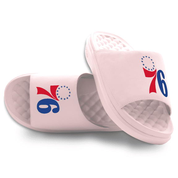 Youth ISlide Pink Philadelphia 76ers Primary Motive Slide Sandals