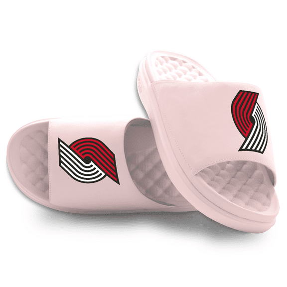 Youth ISlide Pink Portland Trail Blazers Primary Motive Slide Sandals