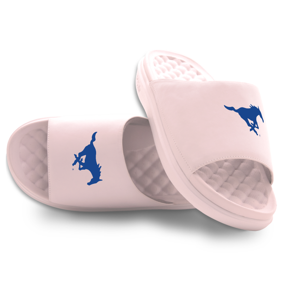 Youth ISlide Pink SMU Mustangs Primary Motive Slide Sandals