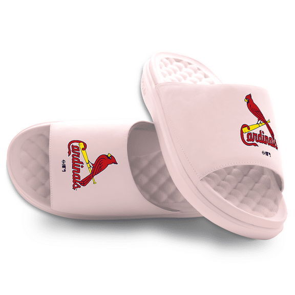 Youth ISlide Pink St. Louis Cardinals Primary Motive Slide Sandals