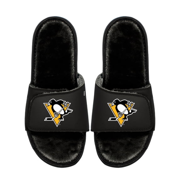Youth ISlide Pittsburgh Penguins Logo Fur Slide Sandals