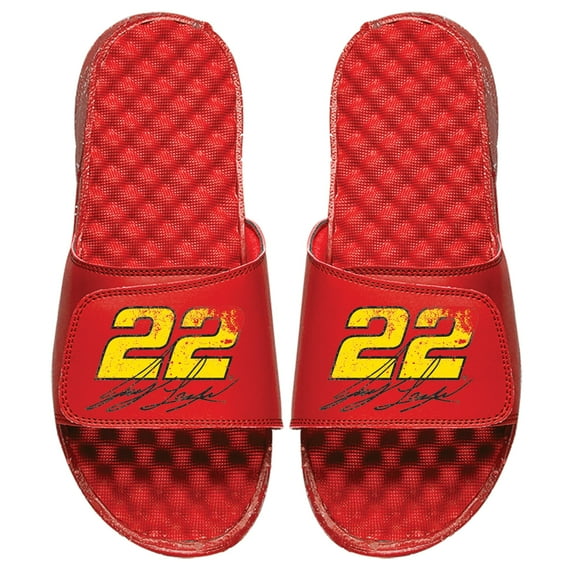 Youth ISlide Red Joey Logano NASCAR Driver Distressed Slide Sandals