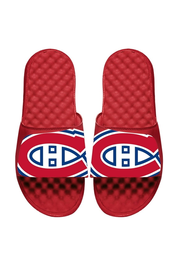 Youth ISlide Red Montreal Canadiens Blown Up Logo Slide Sandals