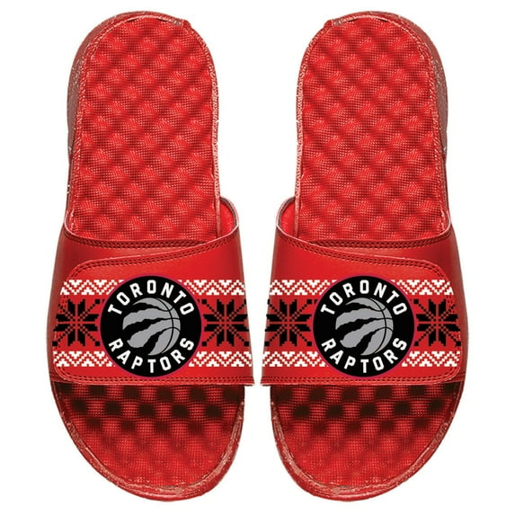 Youth ISlide Red Toronto Raptors Ugly Sweater Slide Sandals