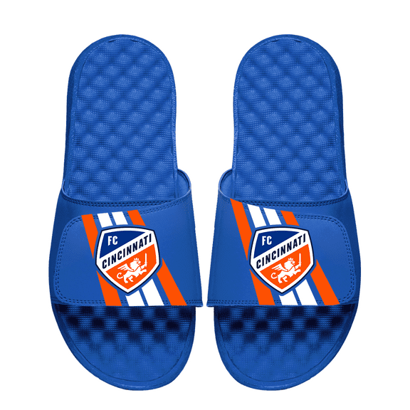 Youth ISlide Royal FC Cincinnati Vertical Stripes Slide Sandals