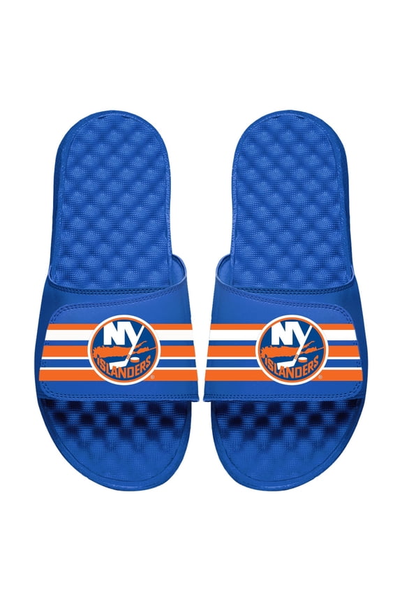 Youth ISlide Royal New York Islanders Stripe Logo Slide Sandals