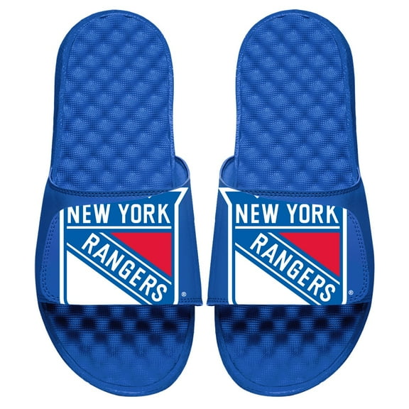 Youth ISlide Royal New York Rangers Blown Up Logo Slide Sandals