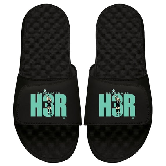 Youth ISlide Sabrina Ionescu Black New York Liberty Her Slogan Slide Sandals