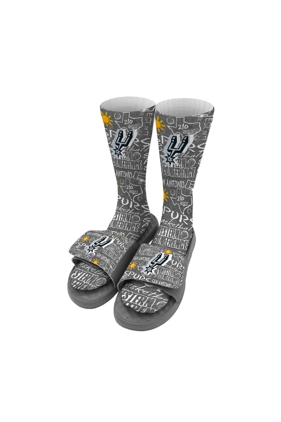 Youth ISlide San Antonio Spurs Chalk Socks & Slide Sandals Bundle