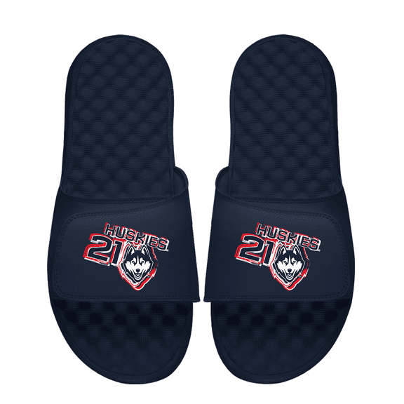Youth ISlide Sarah Strong Navy UConn Huskies Combo Logo Slide Sandals