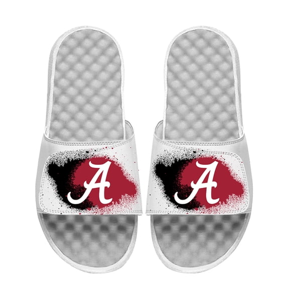 Youth ISlide White Alabama Crimson Tide Spray Paint Slide Sandals