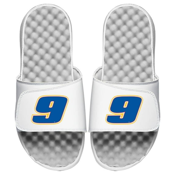 Youth ISlide White Chase Elliott Driver Number Slide Sandals