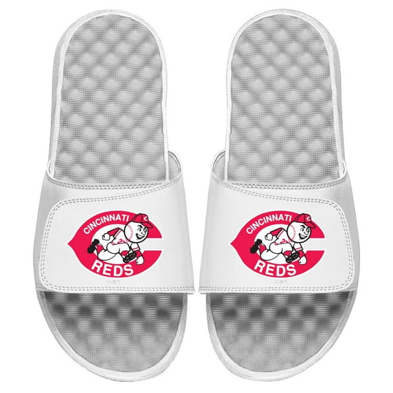 Youth ISlide White Cincinnati Reds Cooperstown Logo Slide Sandals