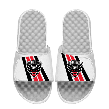 Youth ISlide White D.C. United Vertical Stripes Slide Sandals