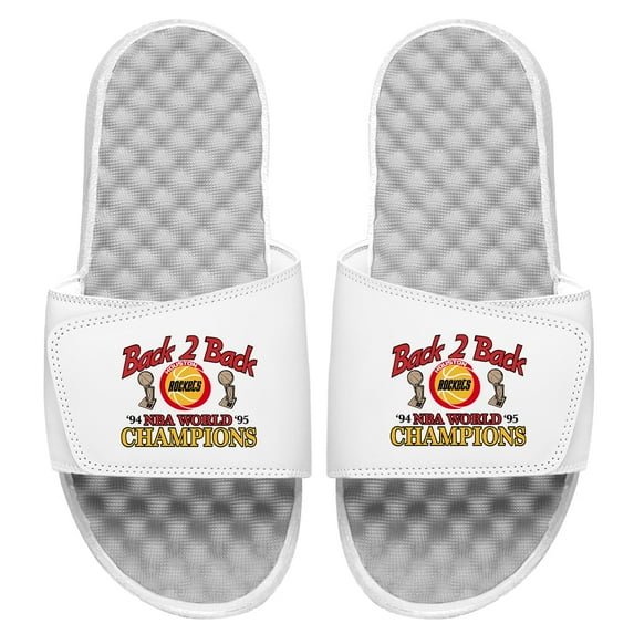 Youth ISlide White Houston Rockets Throwback Champions Slide Sandals