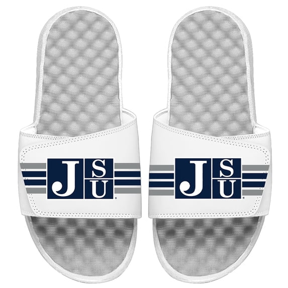 Youth ISlide White Jackson State Tigers Stripe Slide Sandals