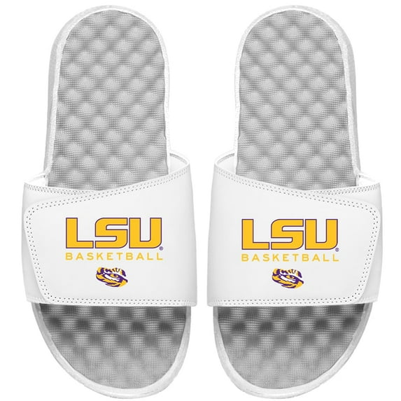 Youth ISlide White LSU Tigers Basketball Wordmark Slide Sandals