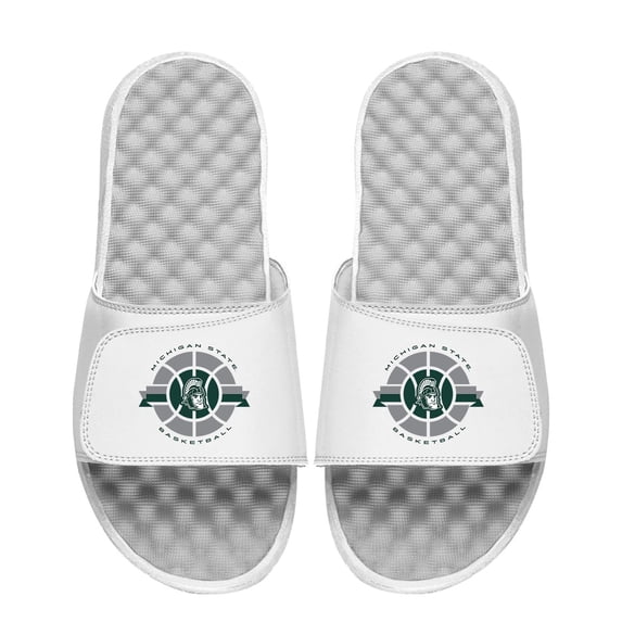 Youth ISlide White Michigan State Spartans Basketball Logo Slide Sandals