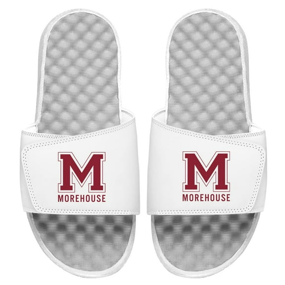Youth ISlide White Morehouse Maroon Tigers Primary Logo Slide Sandals