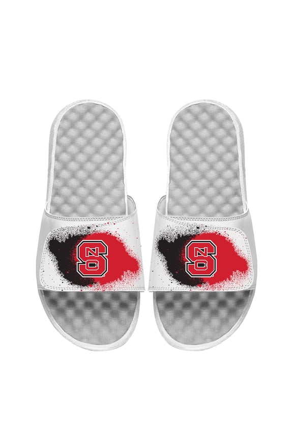 Youth ISlide  White NC State Wolfpack Spray Paint Slide Sandals
