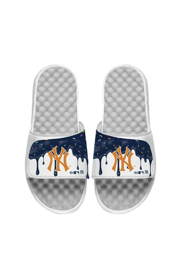 Youth ISlide White New York Yankees Ice Cream Drip Slide Sandals