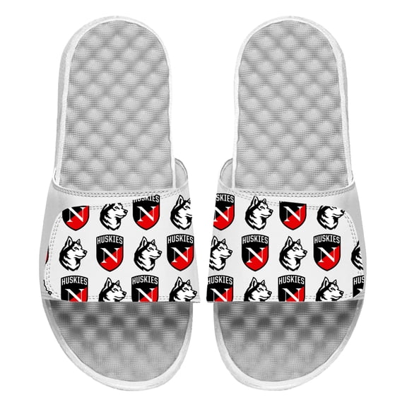 Youth ISlide White Northeastern Huskies Team Pattern Slide Sandals