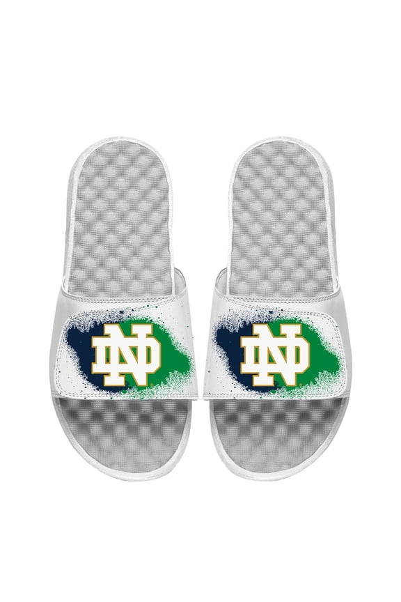 Youth ISlide  White Notre Dame Fighting Irish Spray Paint Slide Sandals