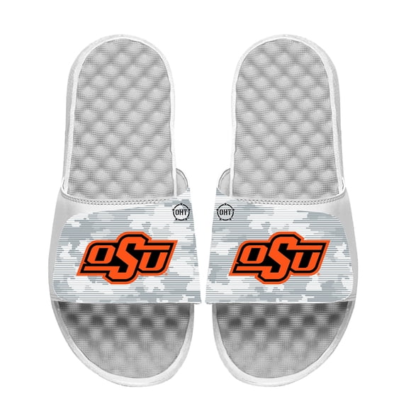 Youth ISlide White Oklahoma State Cowboys Camo Slide Sandals