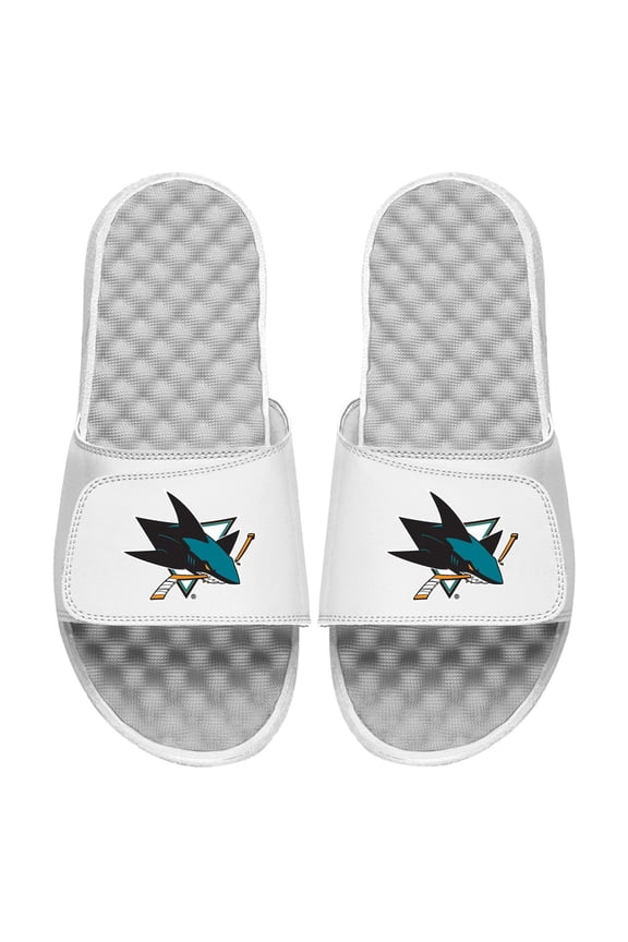 Youth ISlide White San Jose Sharks Primary Logo Slide Sandals