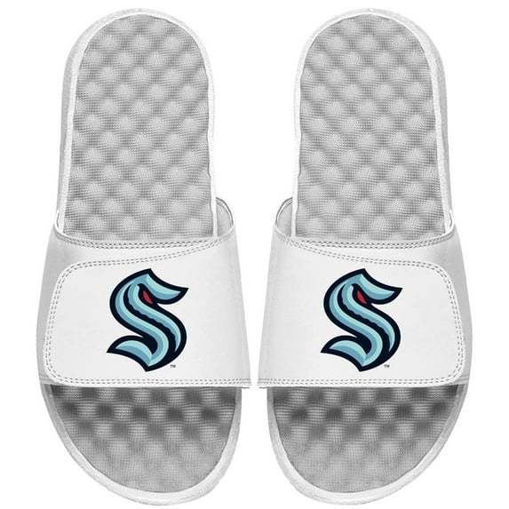 Youth ISlide White Seattle Kraken Primary Logo Slide Sandals