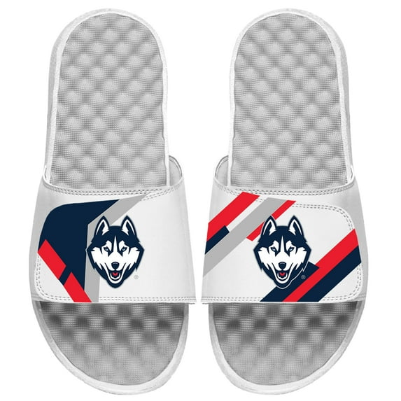 Youth ISlide White UConn Huskies Varsity Jacket Slide Sandals