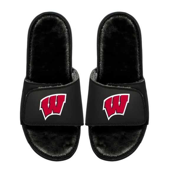 Youth ISlide Wisconsin Badgers Logo Fur Slide Sandals