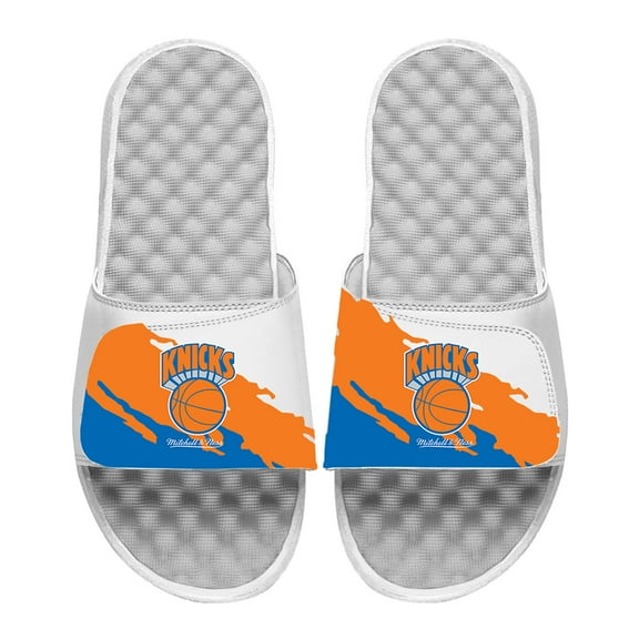 Youth ISlide x Mitchell & Ness White New York Knicks Paint Stripe Slide Sandals