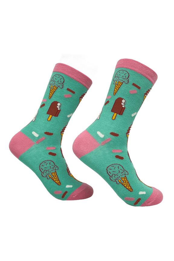 Youth Ice Cream Socks Funny Frozen Treat Dessert Vanilla Chocolate Cone Graphic Novelty Footwear