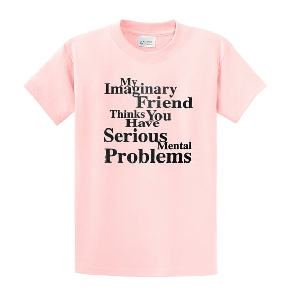 Youth Imaginary Friend Thinks Serious Mental Problems Short Sleeve T-shirt Black Print-lightpink-ym