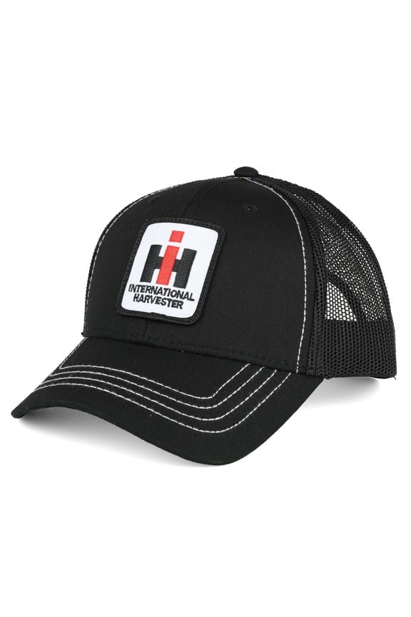 Youth International Harvester Logo Black Mesh Back Hat with White Stitching IH66Y