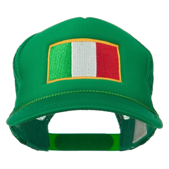 Youth Italy Flag Embroidered Foam Mesh Back Cap - Kelly OSFM