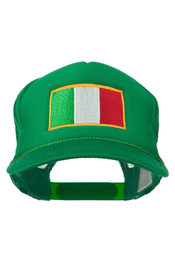 Youth Italy Flag Embroidered Foam Mesh Back Cap - Kelly OSFM