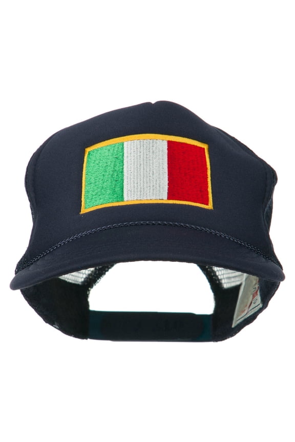 Youth Italy Flag Embroidered Foam Mesh Back Cap - Navy OSFM