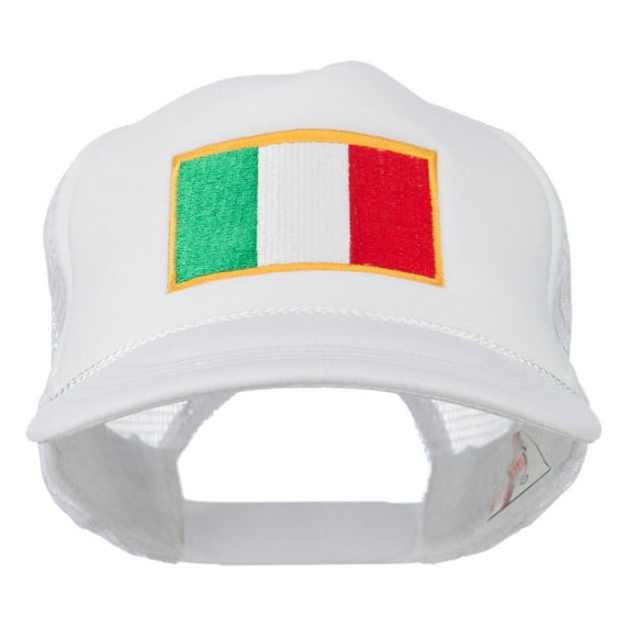 Youth Italy Flag Embroidered Foam Mesh Back Cap - White OSFM