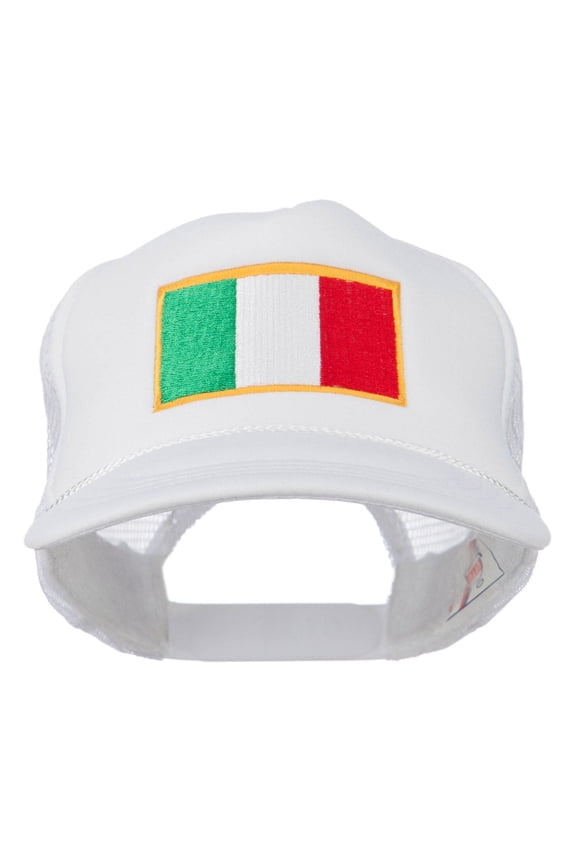 Youth Italy Flag Embroidered Foam Mesh Back Cap - White OSFM