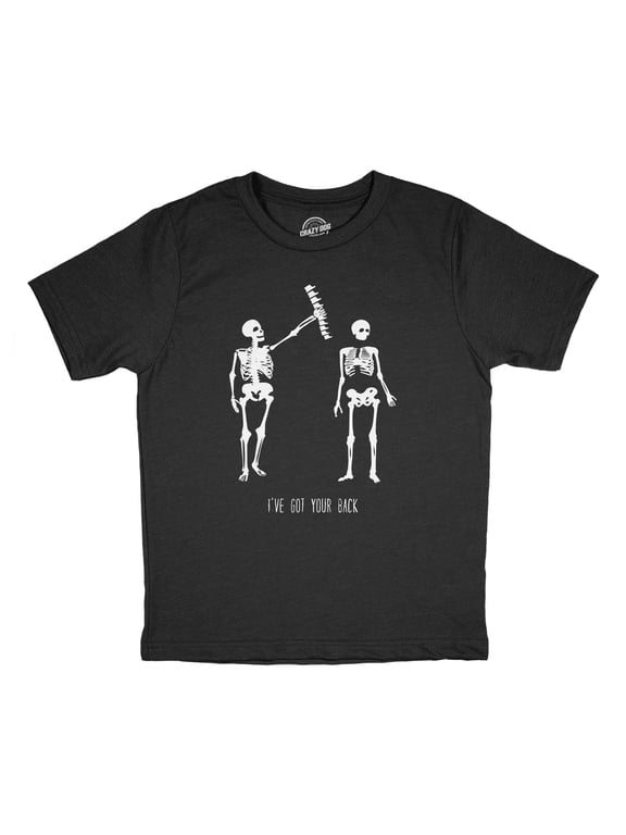 Youth Ive Got Your Back T Shirt Funny Halloween Skeleton Spine Joke Tee for Kids