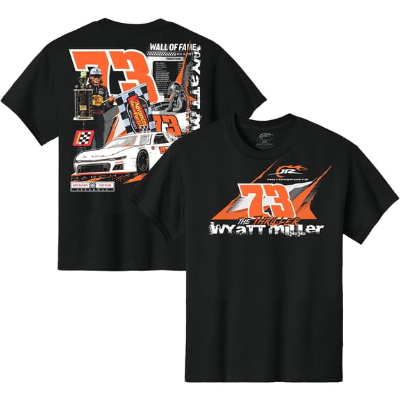 Youth JR Motorsports Official Team Apparel  Black Wyatt Miller #73 2025 Hickory Motor Speedway Race Winner Thriller