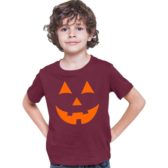 Youth Jack O Lantern Pumpkin Face Halloween Funny T-Shirt