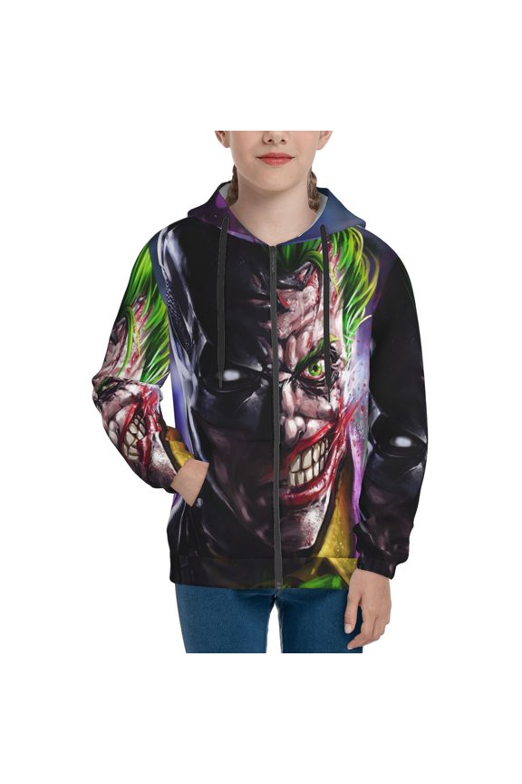 Youth Joker Zip Up Graphic Hoodie with Pockets Comfort Long Sleeve Soft Hoodies