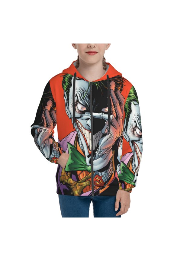 Youth Joker Zip Up Graphic Hoodie with Pockets Comfort Long Sleeve Soft Hoodies