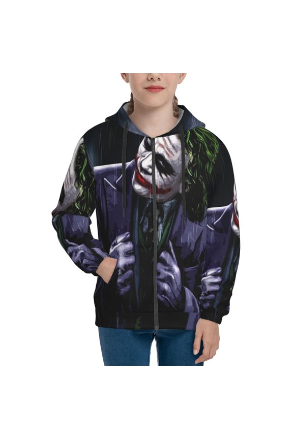 Youth Joker Zip Up Graphic Hoodie with Pockets Comfort Long Sleeve Soft Hoodies