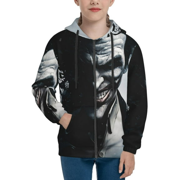 Youth Joker Zip Up Graphic Hoodie with Pockets Comfort Long Sleeve Soft Hoodies