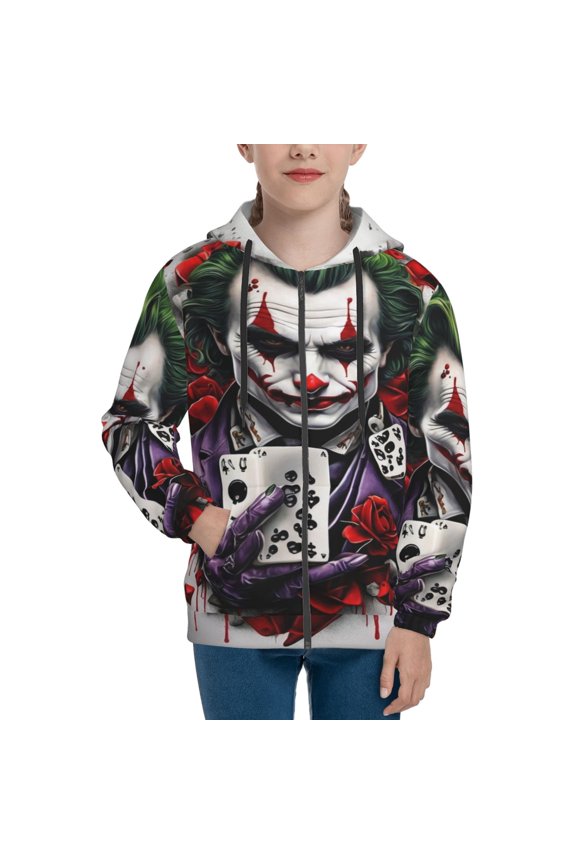 Youth Joker Zip Up Graphic Hoodie with Pockets Comfort Long Sleeve Soft Hoodies